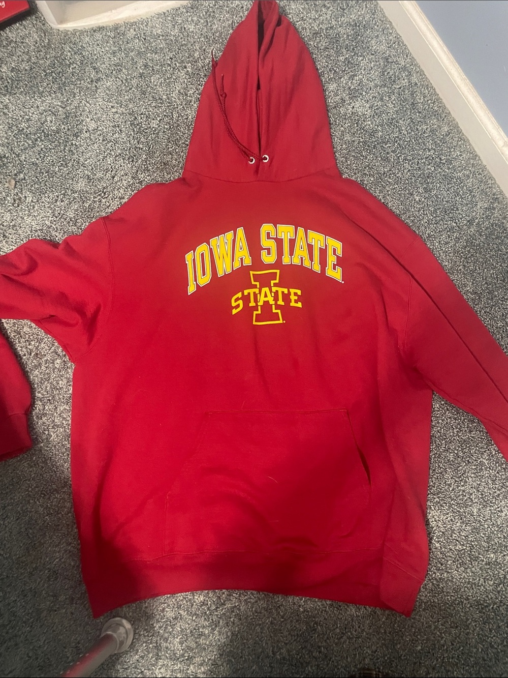Champion Red Iowa State Zip-Up Hoodie with Yellow Logo